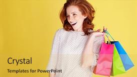  Presentation with successful - Cool new slides with animated sucess - successful happy shopper with three backdrop and a yellow colored foreground