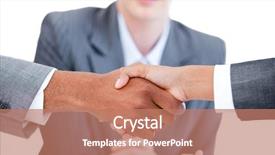  Presentation with animated business people - PPT theme having animated sucess - two business people cloing background and a coral colored foreground