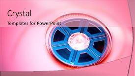  Presentation with film reel - Presentation theme enhanced with animated symbols - pink red blue color film background and a lemonade colored foreground