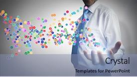  Presentation with grey - Colorful PPT layouts enhanced with animated technology - businessman holding hand backdrop and a light blue colored foreground
