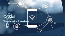  Presentation with animated technology - PPT theme having animated technology - digital composition of mobile phone background and a ocean colored foreground