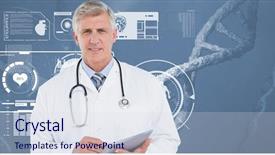  Presentation with animated technology - Slides with animated technology - doctor looking at camera background and a sky blue colored foreground