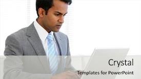  Presentation with self discipline - Beautiful PPT theme featuring animated technology - self-assured businessman working on his backdrop and a light gray colored foreground