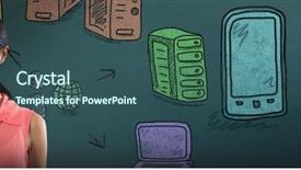  Presentation with animated technology - Colorful PPT theme enhanced with animated technology - smiling woman gesturing okay hand backdrop and a ocean colored foreground