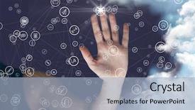  Presentation with animated - Amazing slides having computer parts animated - hand of woman using digital backdrop and a light blue colored foreground