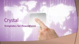  Presentation with purple animated - Slide deck having animated world map - hand pointing against purple vignette background and a pink colored foreground