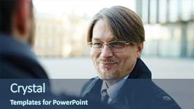  Presentation with shoulder - Cool new slide deck with animatedly while standing at office backdrop and a ocean colored foreground