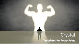  Presentation with standing strong - Slides with animation - businessman standing and dreaming background and a gray colored foreground