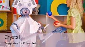  Presentation with teachers - Slides having animation - child training of artificial intelligence background and a lemonade colored foreground