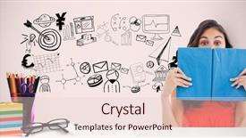  Presentation with digital book - Colorful slide set enhanced with animation - digital composite of female student backdrop and a lemonade colored foreground