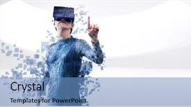  Presentation with augmented reality - Slide deck featuring animation - digital composite of woman background and a teal colored foreground