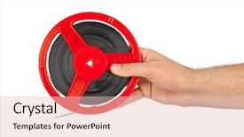  Presentation with film reel - Amazing presentation theme having animation action - cinema film reel in hand backdrop and a lemonade colored foreground