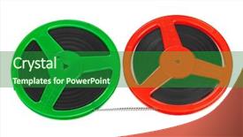  Presentation with film reel - Presentation theme consisting of animation action - cinema film reel isolated background and a forest green colored foreground