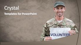  Presentation with volunteer - PPT layouts enhanced with animation black board - digital composite of soldier volunteer background and a gray colored foreground