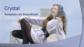  Presentation with animation - PPT layouts with animation funny - happy girl is listening music background and a sky blue colored foreground