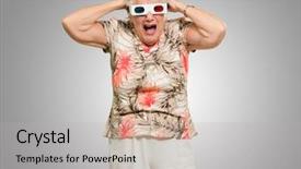  Presentation with gray - Amazing theme having animation funny - shocked senior woman wearing 3d backdrop and a  colored foreground