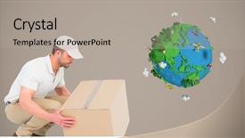  Presentation with compost green earth - Amazing slide set having animation globe map - digital composite of delivery man backdrop and a light gray colored foreground