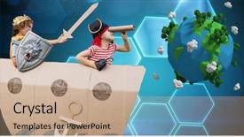  Presentation with earth kids - Beautiful slide set featuring animation globe map - digital composite of kids backdrop and a coral colored foreground