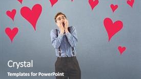  Presentation with nail salon beauty nails concept - Colorful slides enhanced with animation heart - geeky hipster biting his nails backdrop and a gray colored foreground