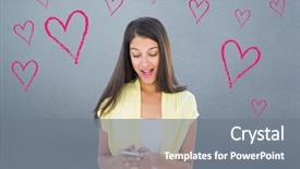  Presentation with mastermind 3d rendering text - Audience pleasing PPT theme consisting of animation heart - shocked casual woman reading backdrop and a  colored foreground