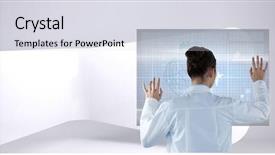  Presentation with digital art women - Cool new PPT theme with digital composite of doctor women backdrop and a sky blue colored foreground