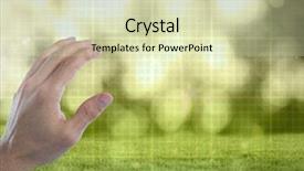  Presentation with green technology - PPT theme consisting of electric waveform - digital composite of hand touching background and a soft green colored foreground