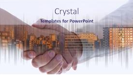  Presentation with shaking hands - Beautiful slide set featuring animation-of-businessmen-shaking-hands backdrop and a  colored foreground