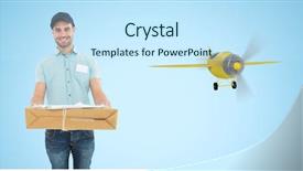  Presentation with animation - Colorful slide set enhanced with animation people - digital composite of delivery man backdrop and a cool aqua colored foreground