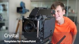  Presentation with animation - Presentation design featuring animation people - young man in orange t-shirt background and a dark gray colored foreground