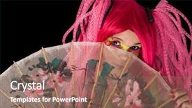  Presentation with japanese anime - Theme with anime - attractive girl with japanese umbrella background and a violet colored foreground