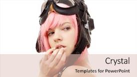  Presentation with pink - Colorful PPT theme enhanced with anime - picture of topless pink hair backdrop and a  colored foreground