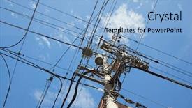  Presentation with power lines - PPT theme enhanced with anime - power and communication lines background and a light blue colored foreground
