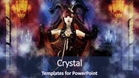  Presentation with throne - Beautiful PPT theme featuring anime - princess of the underworld backdrop and a navy blue colored foreground