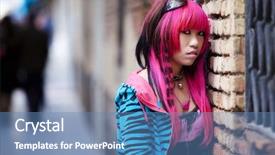  Presentation with pink - Beautiful slide deck featuring anime - young thoughtful pink haired asian backdrop and a teal colored foreground