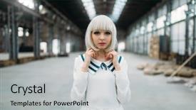  Presentation with makeup - Cool new slide deck with anime girl blonde woman backdrop and a light gray colored foreground