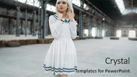  Presentation with makeup - Presentation design featuring anime girl blonde woman background and a light gray colored foreground