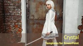  Presentation with sword - Cool new PPT layouts with anime girl with sword poses backdrop and a tawny brown colored foreground