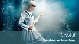  Presentation with baseball - Colorful presentation design enhanced with anime style blonde girl backdrop and a ocean colored foreground