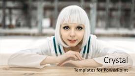  Presentation with lady - Slide set consisting of anime style blonde lady background and a soft green colored foreground