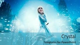  Presentation with makeup - PPT layouts enhanced with anime style blonde woman background and a light blue colored foreground