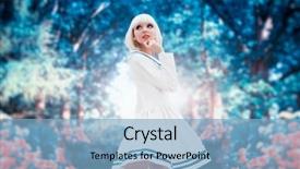  Presentation with cherry - Presentation design consisting of anime style woman in park background and a light blue colored foreground