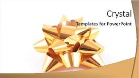  Presentation with golden - Colorful slide deck enhanced with aniversary - golden ribbon bow isolated backdrop and a  colored foreground