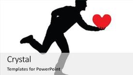  Presentation with human heart blue and red - Slide set enhanced with aniversary - silhouette of a man holding background and a light gray colored foreground