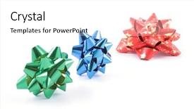  Presentation with frames isolated on white brown - Slides having aniversary - three ribbons bow isolated background and a  colored foreground