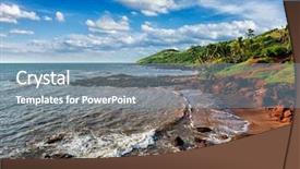  Presentation with goa beach - PPT theme featuring anjuna beach famous tourist destination background and a seafoam green colored foreground