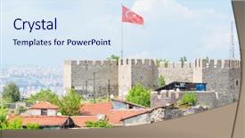  Presentation with castle - Beautiful slide deck featuring ankara castle - ankara turkey backdrop and a sky blue colored foreground