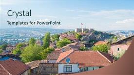  Presentation with turkey - Audience pleasing PPT layouts consisting of ankara castle - ankara turkey backdrop and a sky blue colored foreground