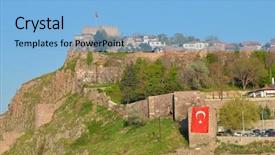 Presentation with castle - Slides having ankara castle - ulus ankara - turkey background and a light blue colored foreground