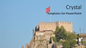  Presentation with castle - Audience pleasing theme consisting of ankara castle - ulus ankara - turkey backdrop and a light blue colored foreground