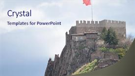  Presentation with turkey - Slide set with ankara castle ankara - turkey background and a sky blue colored foreground